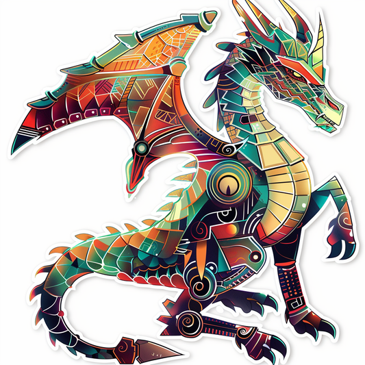 Dragon cyber punk majestic Expressive surreal Vinyl Decal Sticker for Car, Laptop, Tumbler and more # F019069-4" x 4"