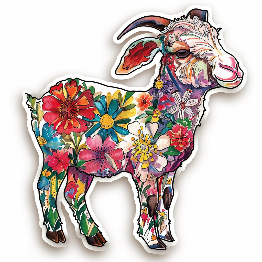 Goat majestic Expressive surreal Vinyl Decal Sticker for Car, Laptop, Tumbler and more # F020521-4" x 4"