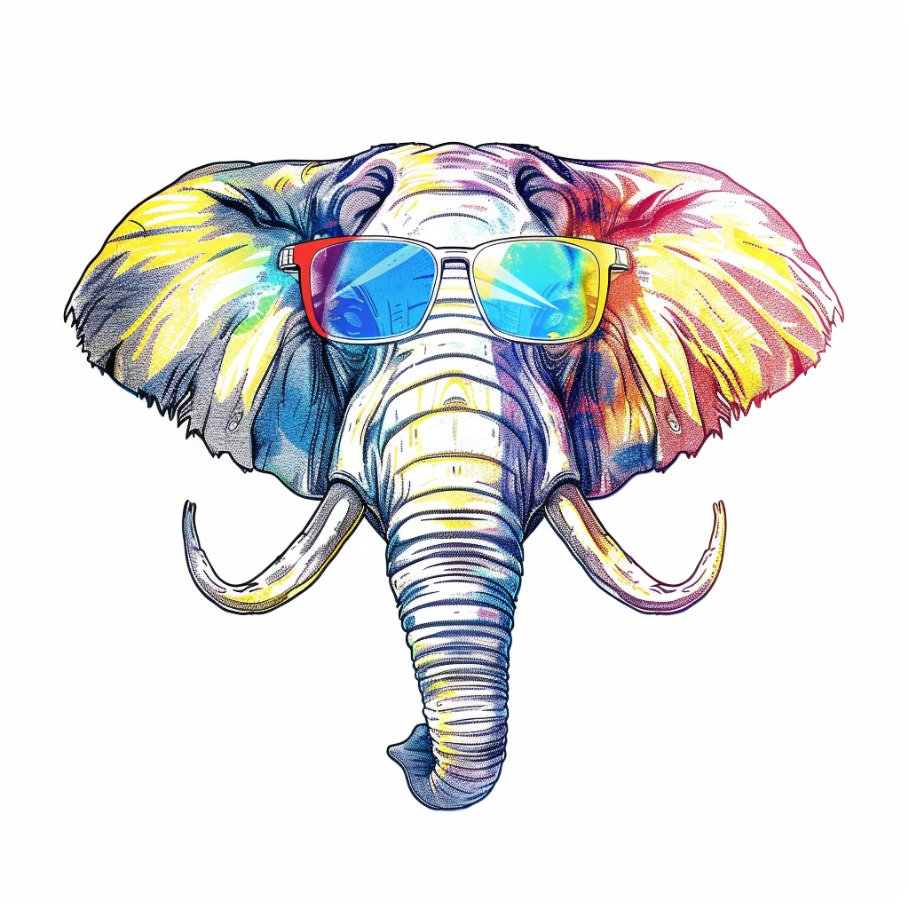 Elephant Expressive surreal Vinyl Decal Sticker for Car, Laptop, Tumbler and more # F022242-4" x 4"