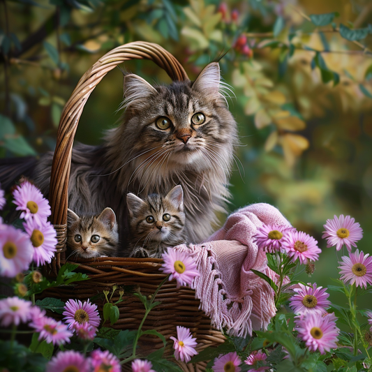 Adorable Cats in basket portrait  Vinyl Decal Sticker for Car, Laptop, Tumbler and more # F021626-4" x 4"