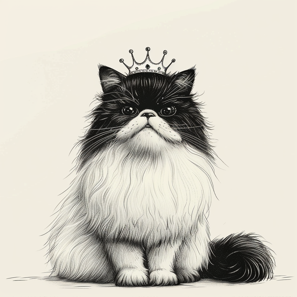 Persian Cat crowned majestic Expressive surreal Vinyl Decal Sticker for Car, Laptop, Tumbler and more # F016145