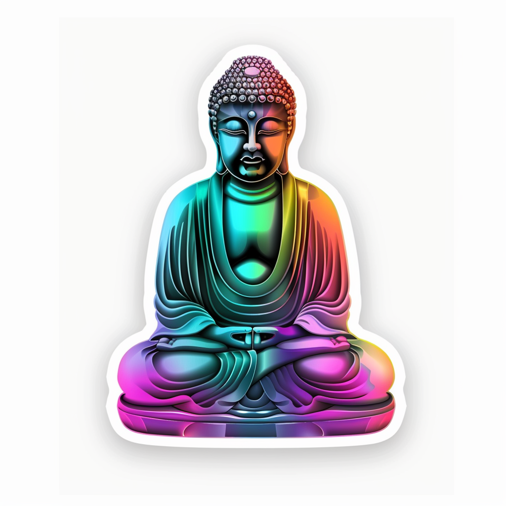 Sticker of a Buddha cartoon majestic Expressive surreal Vinyl Decal Sticker for Car, Laptop, Tumbler and more # F017201