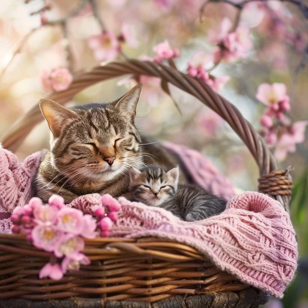 Adorable Cats in basket portrait Vinyl Decal Sticker for Car, Laptop, Tumbler and more # F021630-4" x 4"