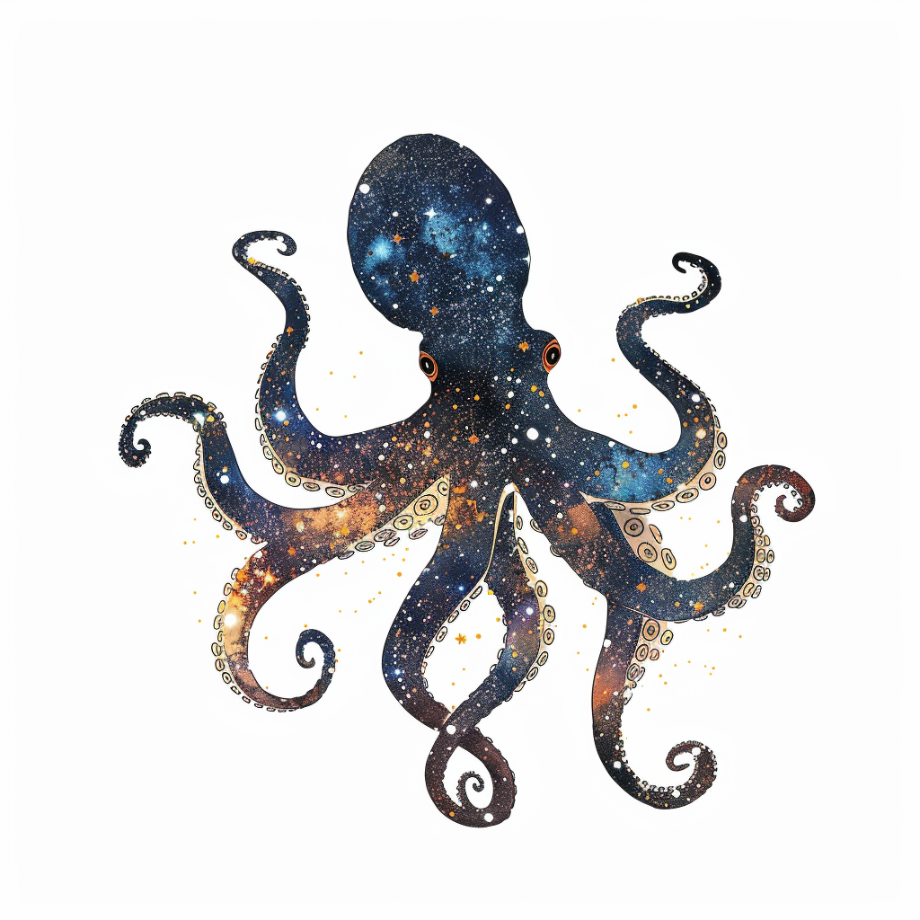 Sticker of a Octopus galaxy majestic Expressive surreal Vinyl Decal Sticker for Car, Laptop, Tumbler and more # F015673