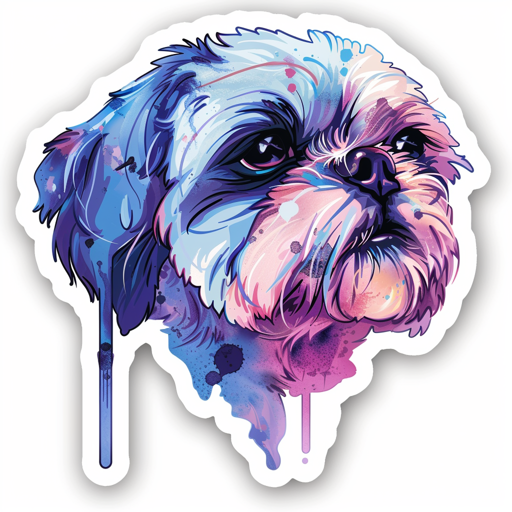 Adorable Shih Tzu Dog Expressive surreal Vinyl Decal Sticker for Car, Laptop, Tumbler and more # F018513