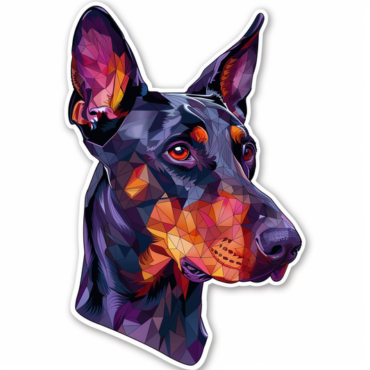 Doberman Pinscher Dog majestic Expressive surreal Vinyl Decal Sticker for Car, Laptop, Tumbler and more # F019596-4" x 4"