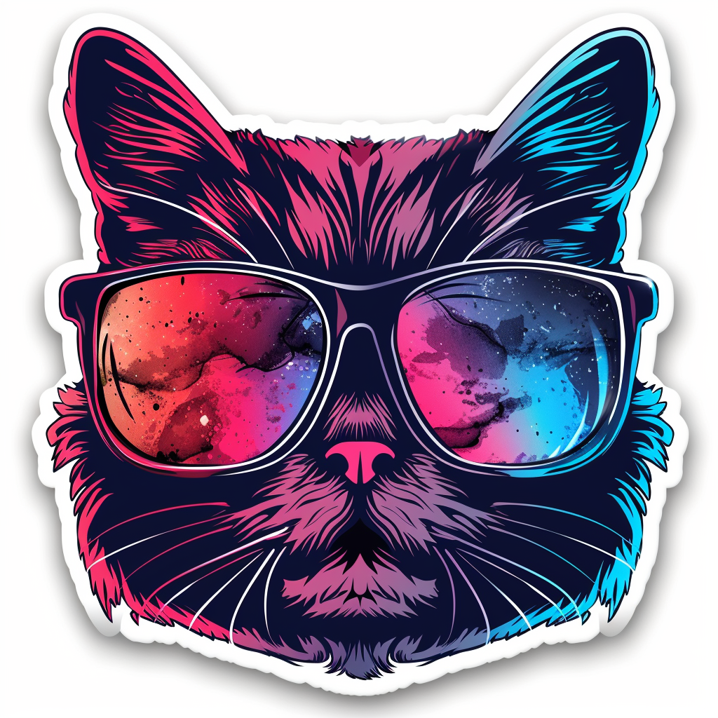 Persian Cat Expressive surreal Vinyl Decal Sticker for Car, Laptop, Tumbler and more # F016009