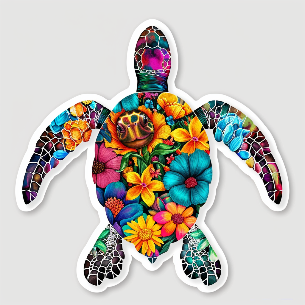 Sticker of a turtle majestic Expressive surreal Vinyl Decal Sticker for Car, Laptop, Tumbler and more # F021938