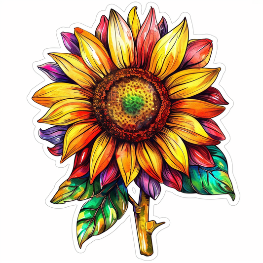 Sunflower flower majestic Expressive surreal Vinyl Decal Sticker for Car, Laptop, Tumbler and more # F022979