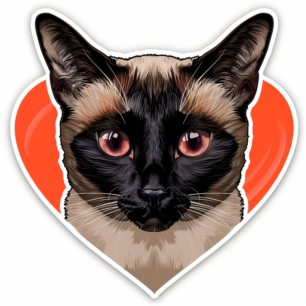 Burmese Cat heartcore Vinyl Decal Sticker for Car, Laptop, Tumbler and more # F010991