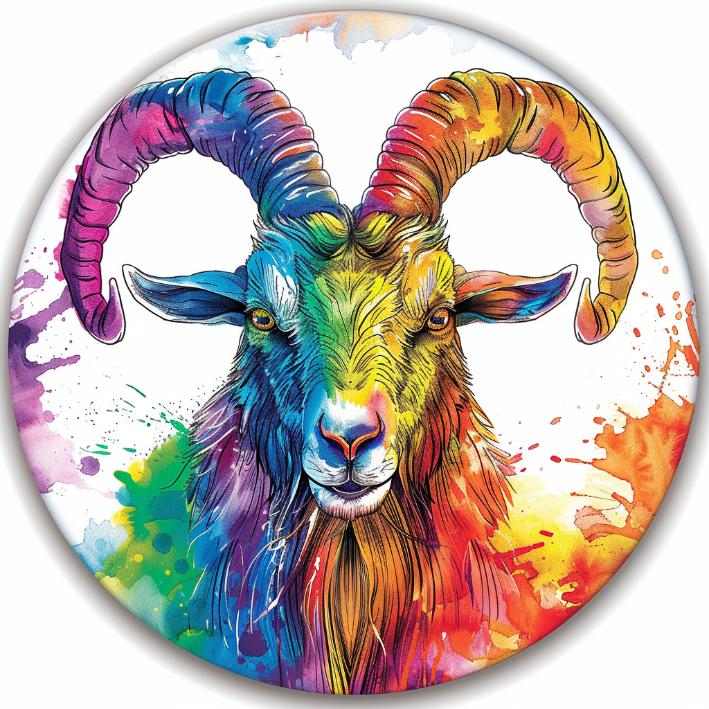Goat majestic Expressive surreal Vinyl Decal Sticker for Car, Laptop, Tumbler and more # F020415-4" x 4"