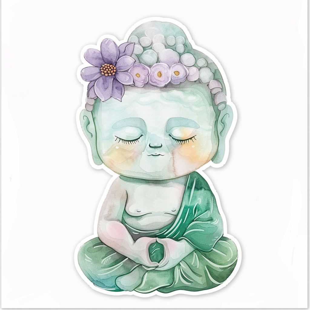 Sticker of an Adorable Buddha Expressive surreal Vinyl Decal Sticker for Car, Laptop, Tumbler and more # F017195