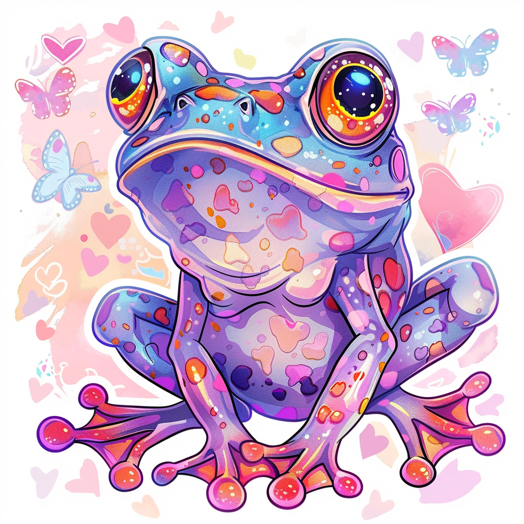 Frog majestic Expressive surreal Vinyl Decal Sticker for Car, Laptop, Tumbler and more # F016591