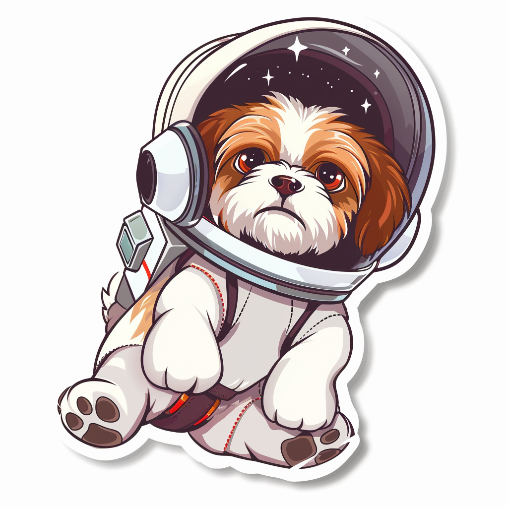 Adorable Shih Tzu Dog Expressive surreal Vinyl Decal Sticker for Car, Laptop, Tumbler and more # F018162