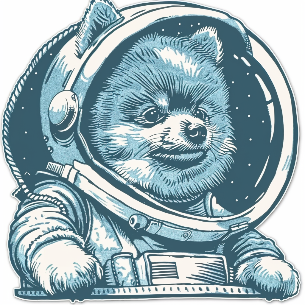 Sticker of a Pomeranian Dog astronaut majestic Expressive surreal Vinyl Decal Sticker for Car, Laptop, Tumbler and more # F013863