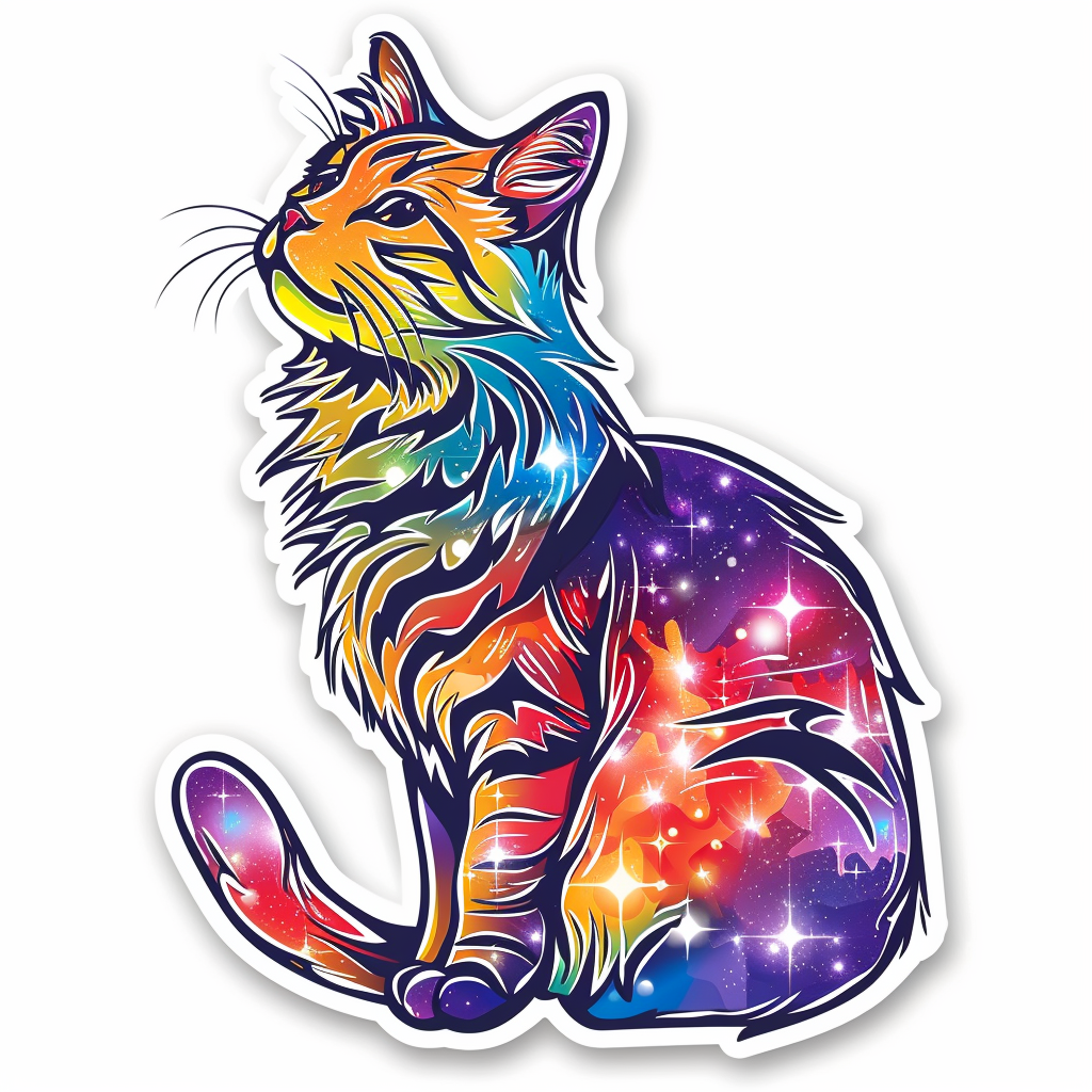 Sticker of a Persian Cat galaxy majestic Expressive surreal Vinyl Decal Sticker for Car, Laptop, Tumbler and more # F016347