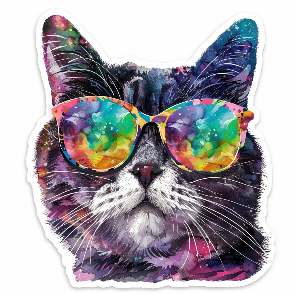 American Shorthair Cat majestic Expressive surreal Vinyl Decal Sticker for Car, Laptop, Tumbler and more # F019858-4" x 4"