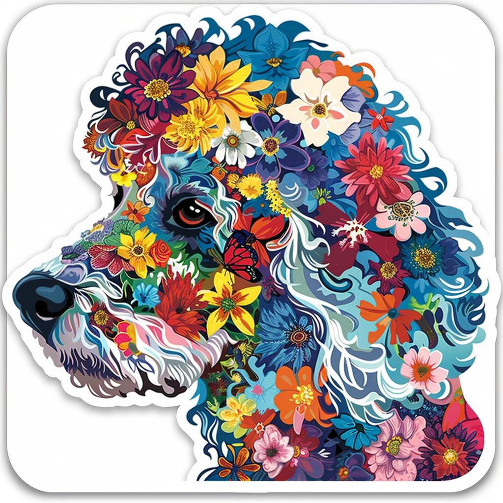 Poodle Dog floral Vinyl Decal Sticker for Car, Laptop, Tumbler and more # F012538