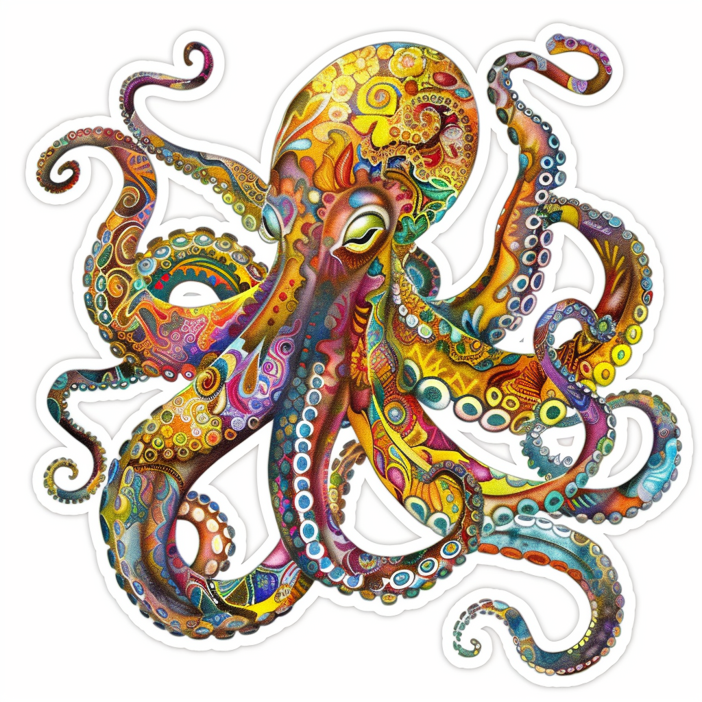 Sticker of an Octopus astronaut majestic Expressive surreal Vinyl Decal Sticker for Car, Laptop, Tumbler and more # F015685