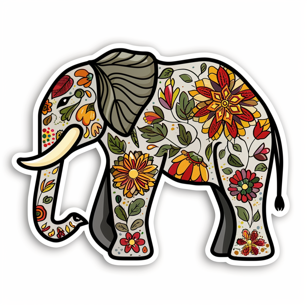 Elephant Expressive surreal Vinyl Decal Sticker for Car, Laptop, Tumbler and more # F022283-4" x 4"