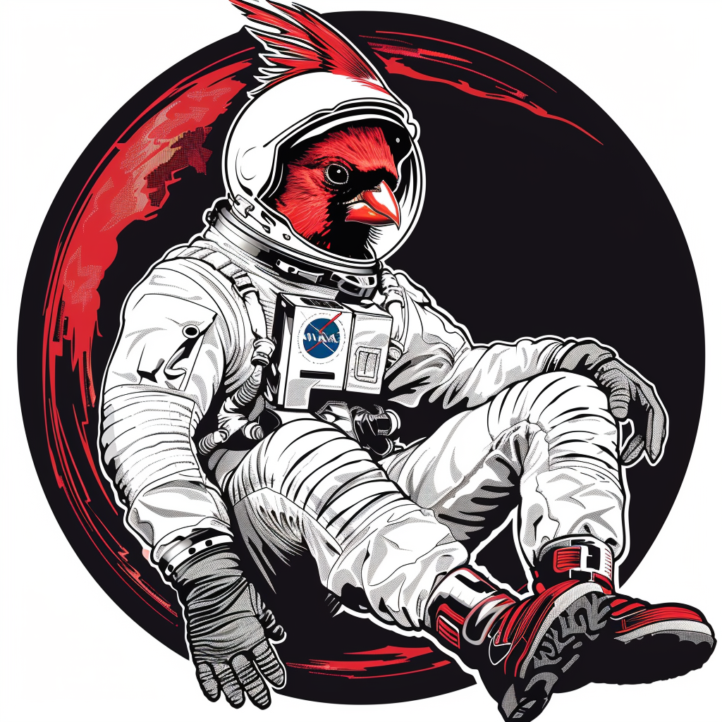 Cardinal Bird wearing sunglasses maje Expressive surreal Vinyl Decal Sticker for Car, Laptop, Tumbler and more # F024209