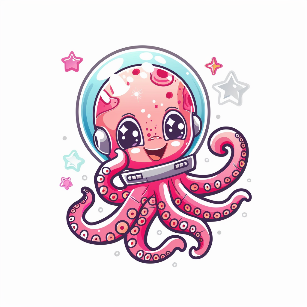 Cute and Adorable Octopus full body space suit Expressive surreal Vinyl Decal Sticker for Car, Laptop, Tumbler and more # F015971