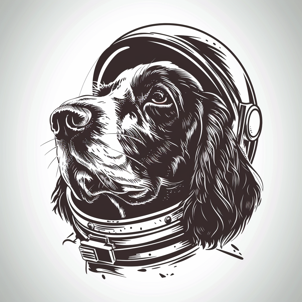 Cocker Spaniel Dog astronaut majestic Expressive surreal Vinyl Decal Sticker for Car, Laptop, Tumbler and more # F020230-4" x 4"