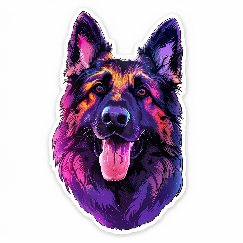 German Shepherd Dog cyber punk Vinyl Decal Sticker for Car, Laptop, Tumbler and more # F011512
