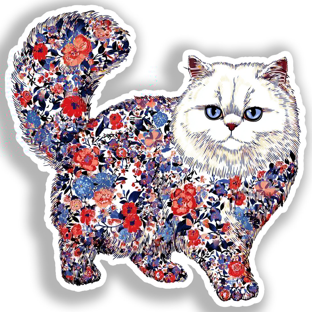 Persian Cat Vinyl Decal Sticker for Car, Laptop, Tumbler and more # A019231-4" x 4"