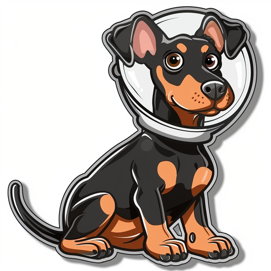 Cute and Adorable Doberman Pinscher Expressive surreal Vinyl Decal Sticker for Car, Laptop, Tumbler and more # F019630-4" x 4"