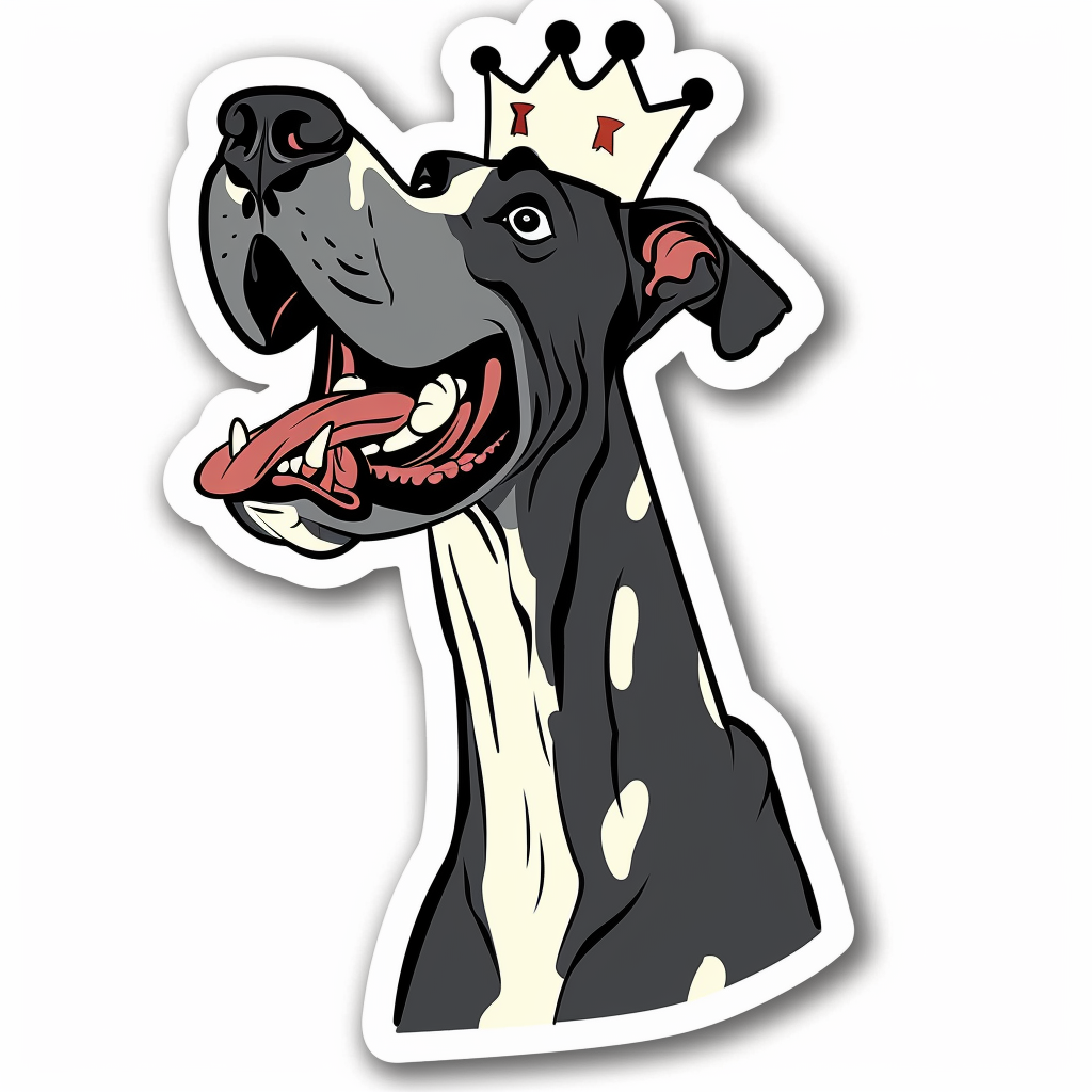 Great Dane Dog crowned majestic Expressive surreal Vinyl Decal Sticker for Car, Laptop, Tumbler and more # F017807