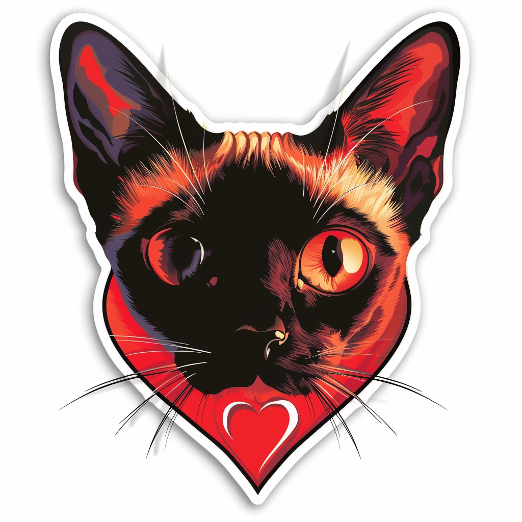 Burmese Cat heartcore Vinyl Decal Sticker for Car, Laptop, Tumbler and more # F011009