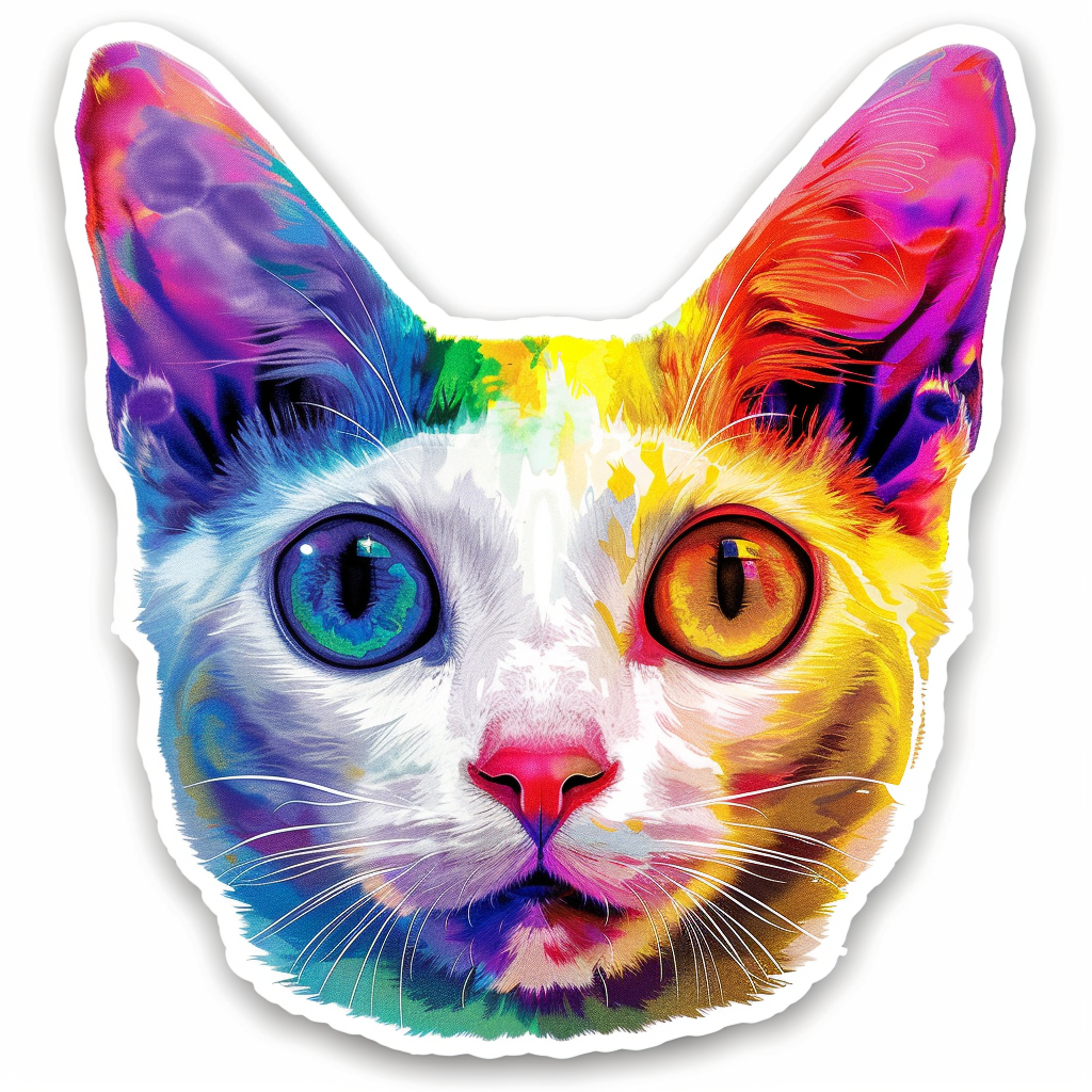 Adorable Turkish Angora Cat Vinyl Decal Sticker for Car, Laptop, Tumbler and more # F020880-4" x 4"