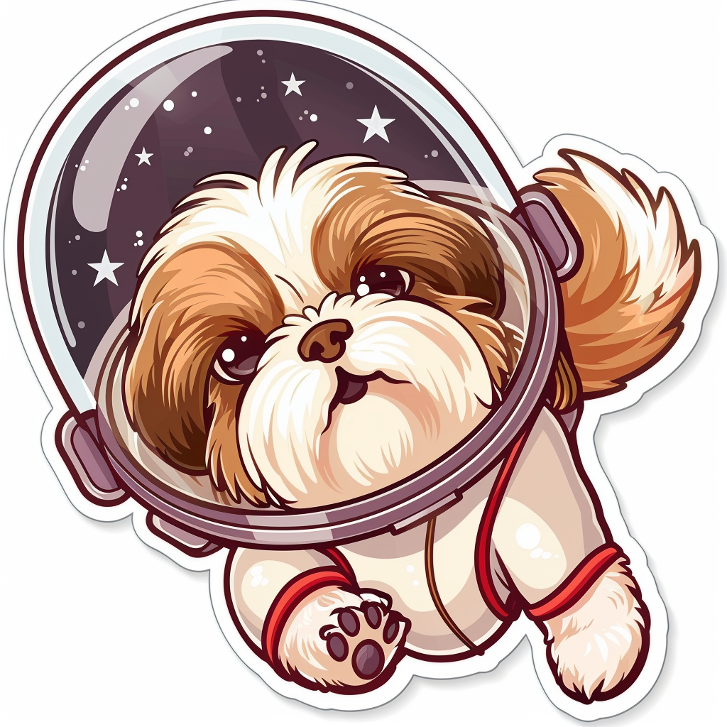 Adorable Shih Tzu Dog Expressive surreal Vinyl Decal Sticker for Car, Laptop, Tumbler and more # F018151