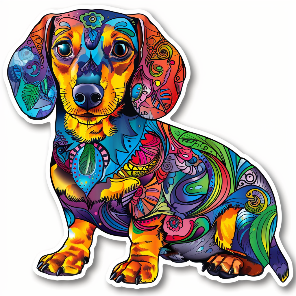 Dachshund Dog cartoon Vinyl Decal Sticker for Car, Laptop, Tumbler and more # F012899