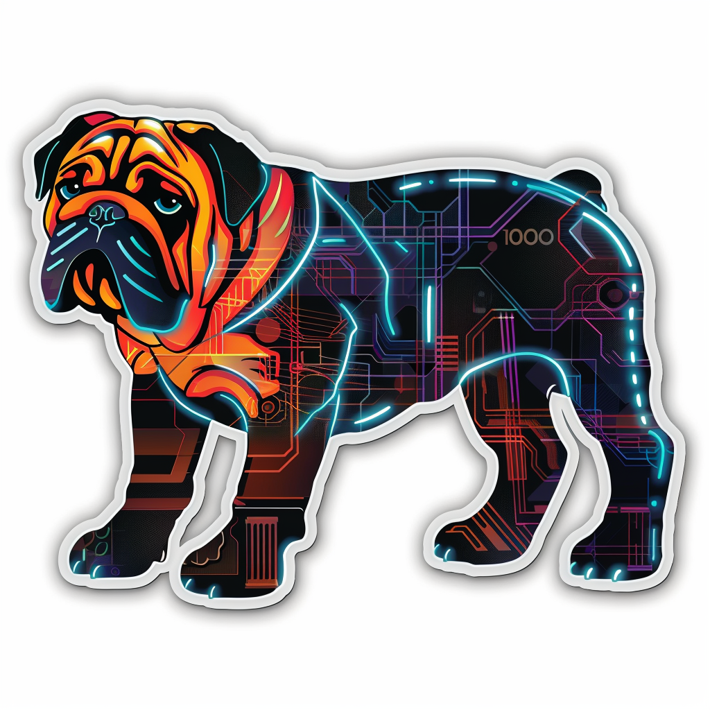 Bulldog Dog cyber punk majestic Expressive surreal Vinyl Decal Sticker for Car, Laptop, Tumbler and more # F017559