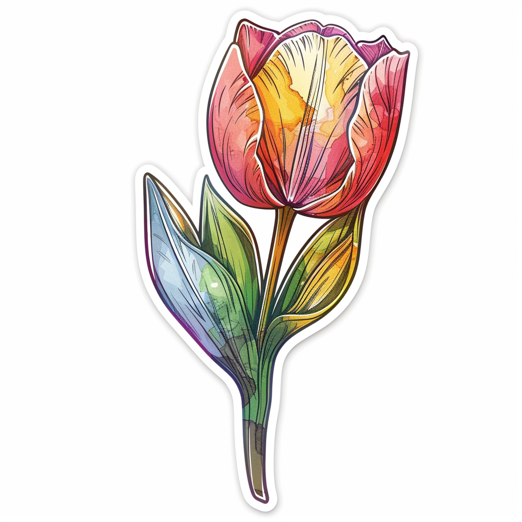 Sticker of a Tulip flower Vinyl Decal Sticker for Car, Laptop, Tumbler and more # F023455