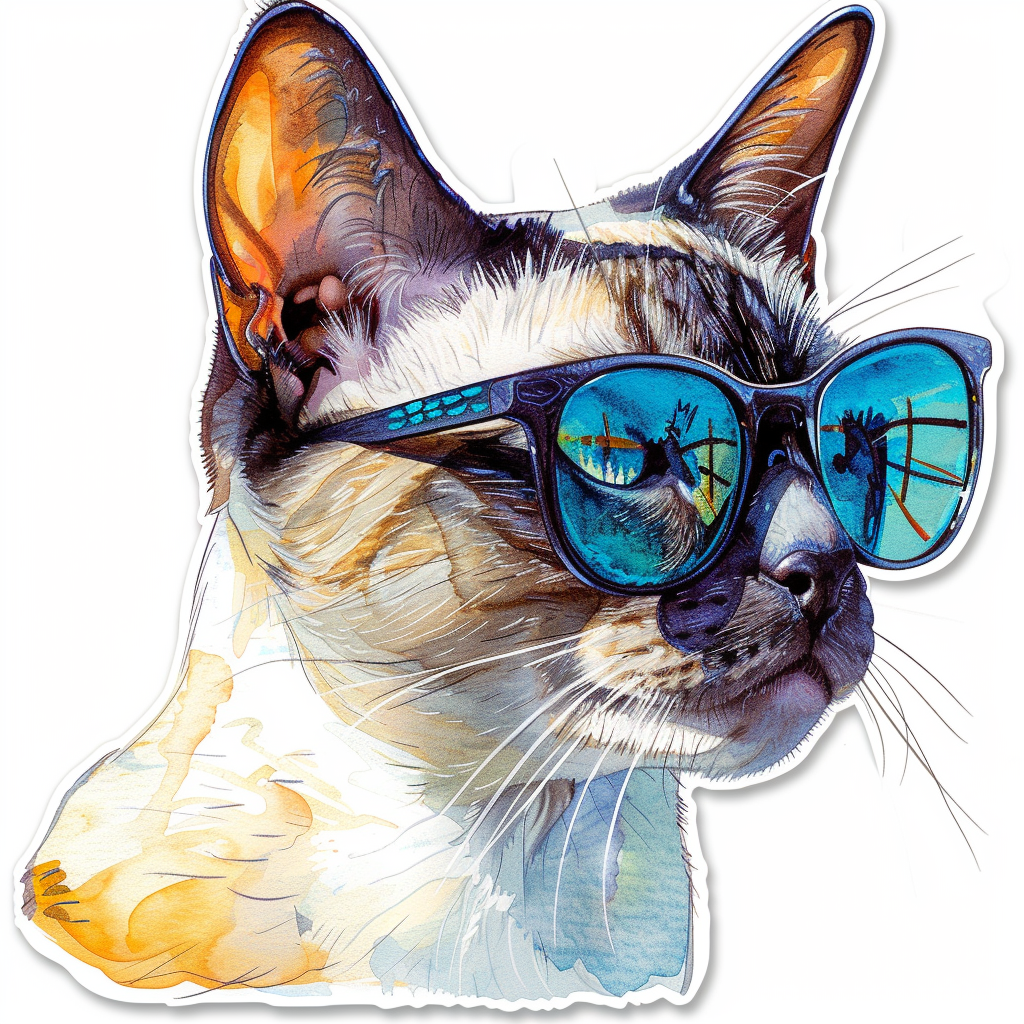 Burmese Cat wearing sunglasses Vinyl Decal Sticker for Car, Laptop, Tumbler and more # F010935