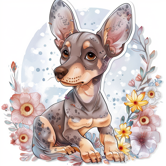 Adorable Doberman Pinscher Dog with Expressive surreal Vinyl Decal Sticker for Car, Laptop, Tumbler and more # F019659-4" x 4"