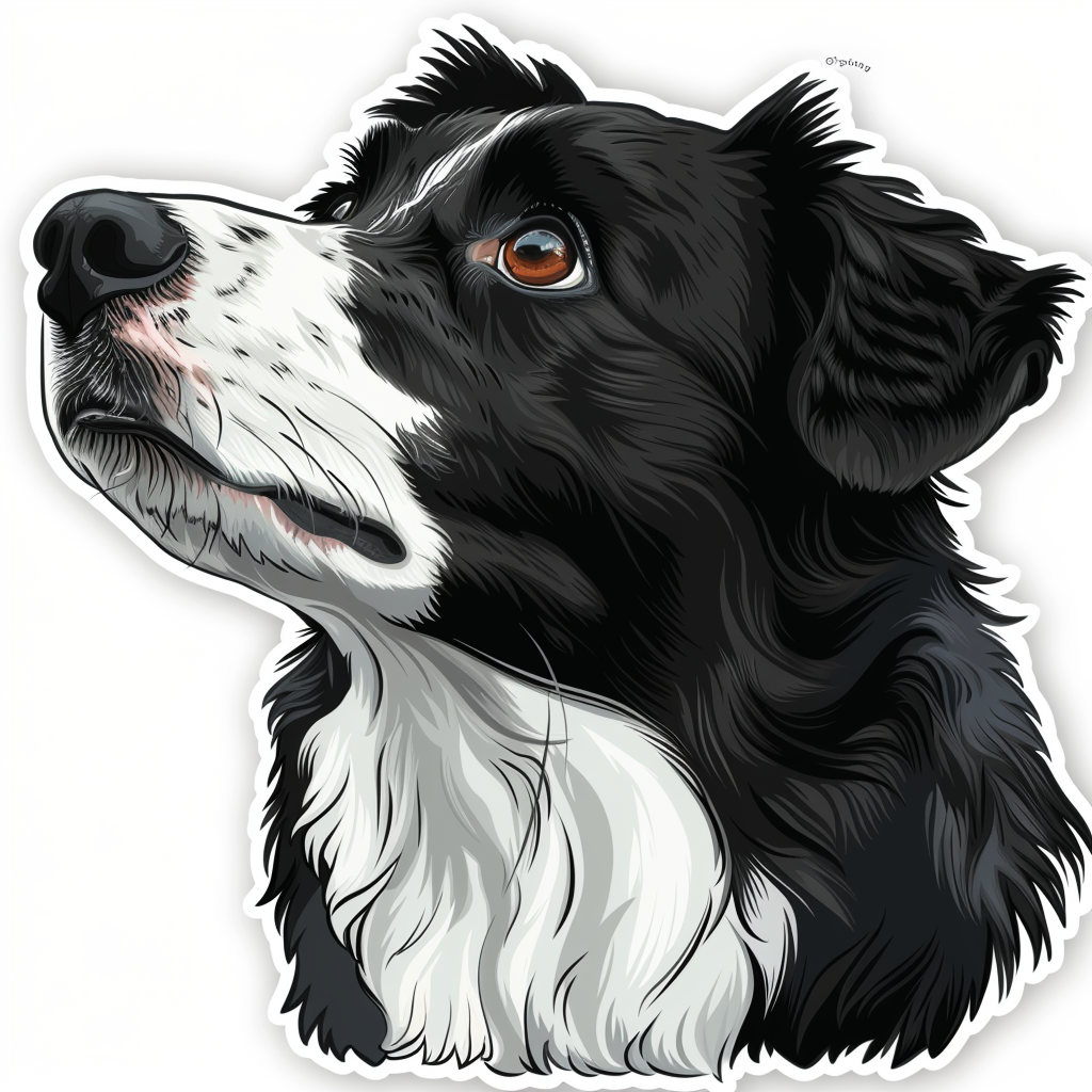Border Collie Dog majestic Expressive surreal Vinyl Decal Sticker for Car, Laptop, Tumbler and more # F021754-4" x 4"