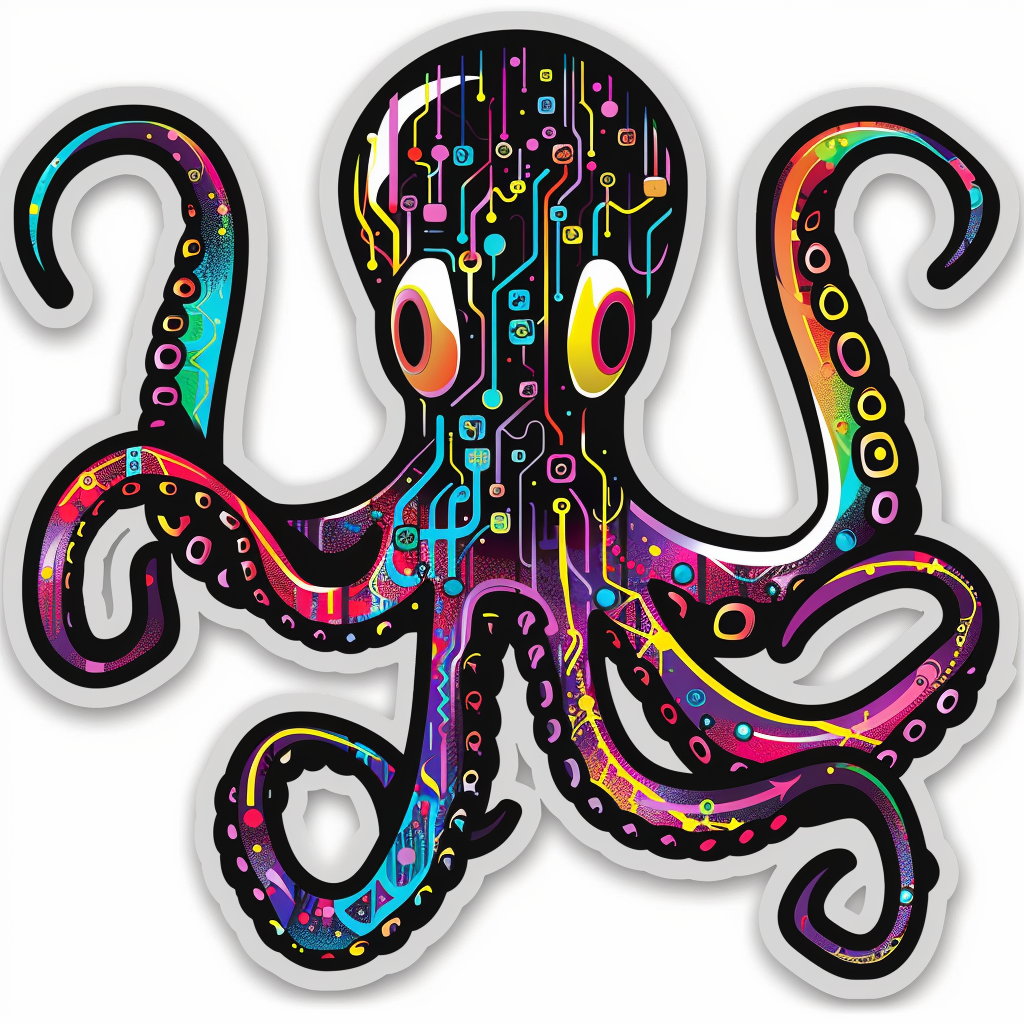 Octopus cyber punk majestic Expressive surreal Vinyl Decal Sticker for Car, Laptop, Tumbler and more # F015599