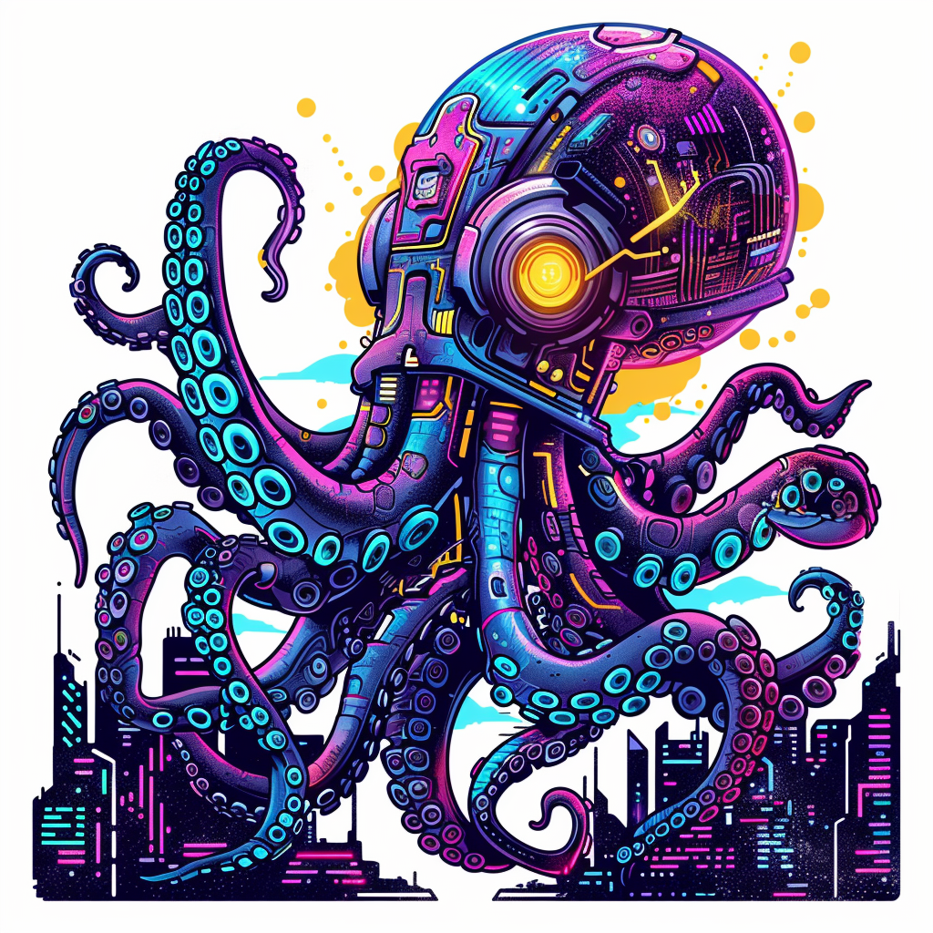 Octopus cyber punk majestic Expressive surreal Vinyl Decal Sticker for Car, Laptop, Tumbler and more # F015583