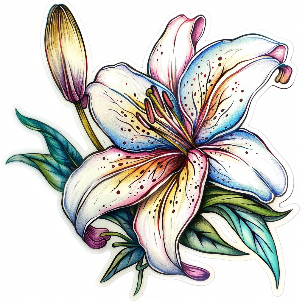 Lily flower majestic Expressive surreal Vinyl Decal Sticker for Car, Laptop, Tumbler and more # F023207
