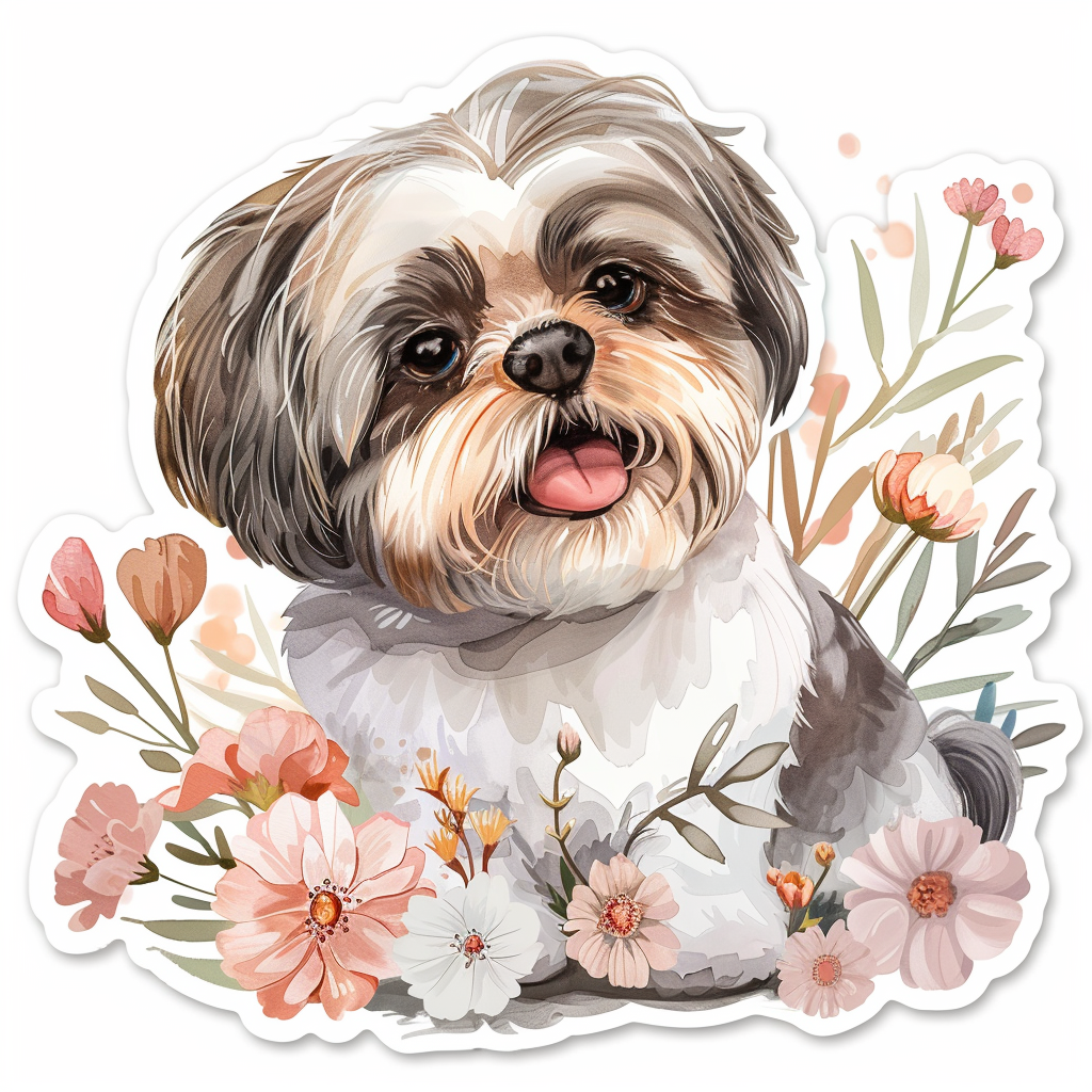 Adorable Shih Tzu Dog Expressive surreal Vinyl Decal Sticker for Car, Laptop, Tumbler and more # F018210