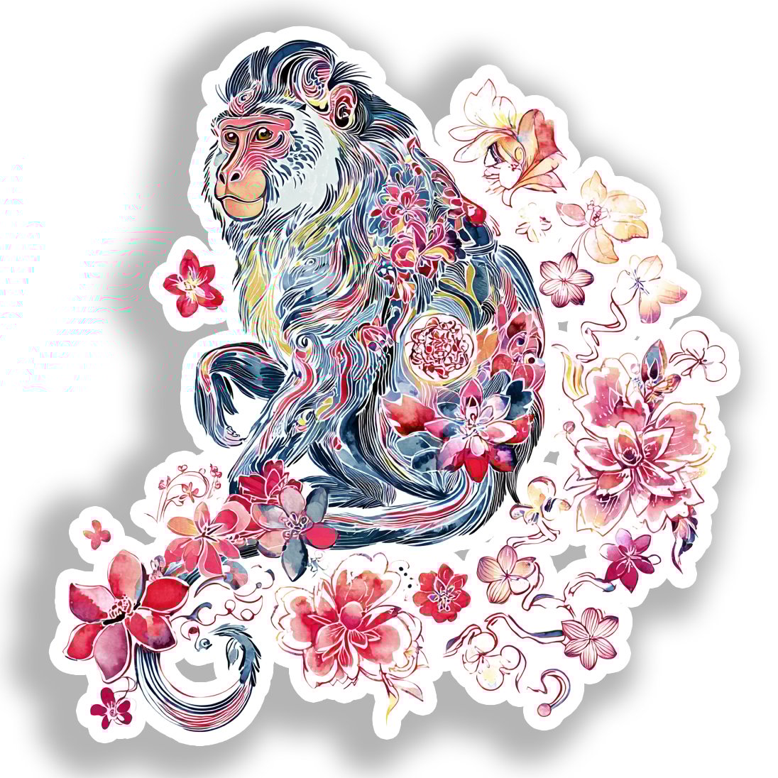 Monkey Vinyl Decal Sticker for Car, Laptop, Tumbler and more # A018436-4" x 4"