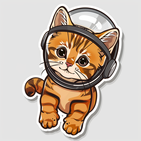 Abyssinian Cat astronaut majestic Expressive surreal Vinyl Decal Sticker for Car, Laptop, Tumbler and more # F021320-4" x 4"