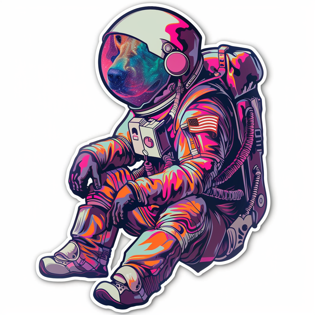 Great Dane Dog astronaut majestic Expressive surreal Vinyl Decal Sticker for Car, Laptop, Tumbler and more # F017825