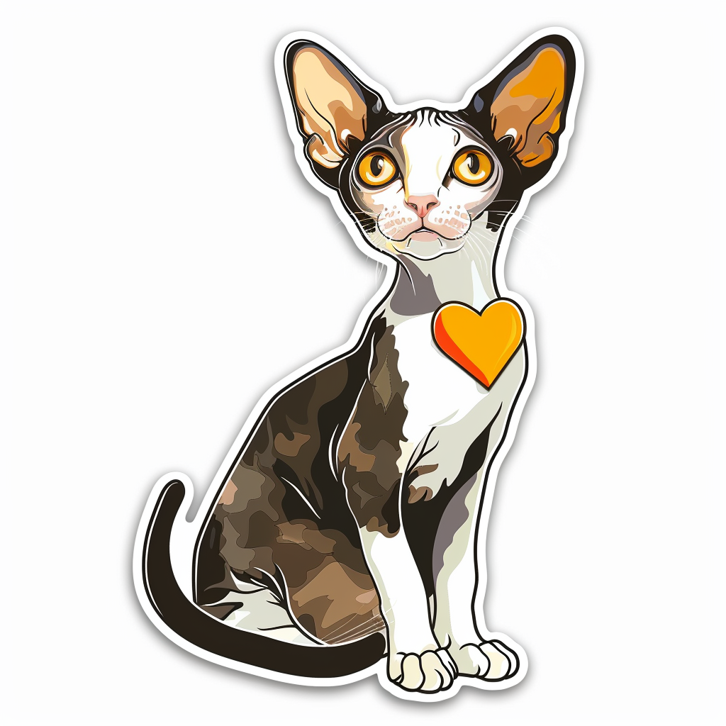 Adorable Cornish Rex Cat Expressive surreal Vinyl Decal Sticker for Car, Laptop, Tumbler and more # F021563-4" x 4"