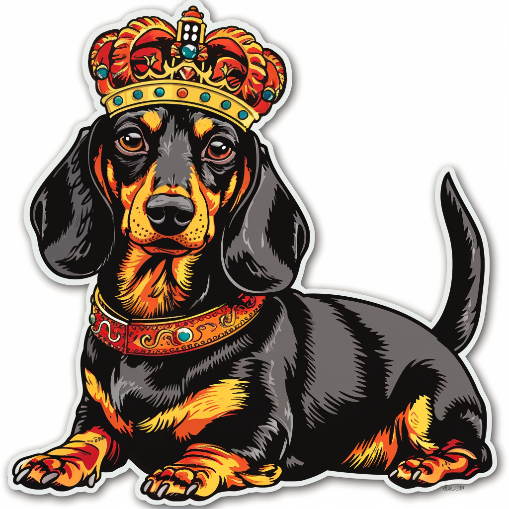 Dachshund Dog crowned Vinyl Decal Sticker for Car, Laptop, Tumbler and more # F013154