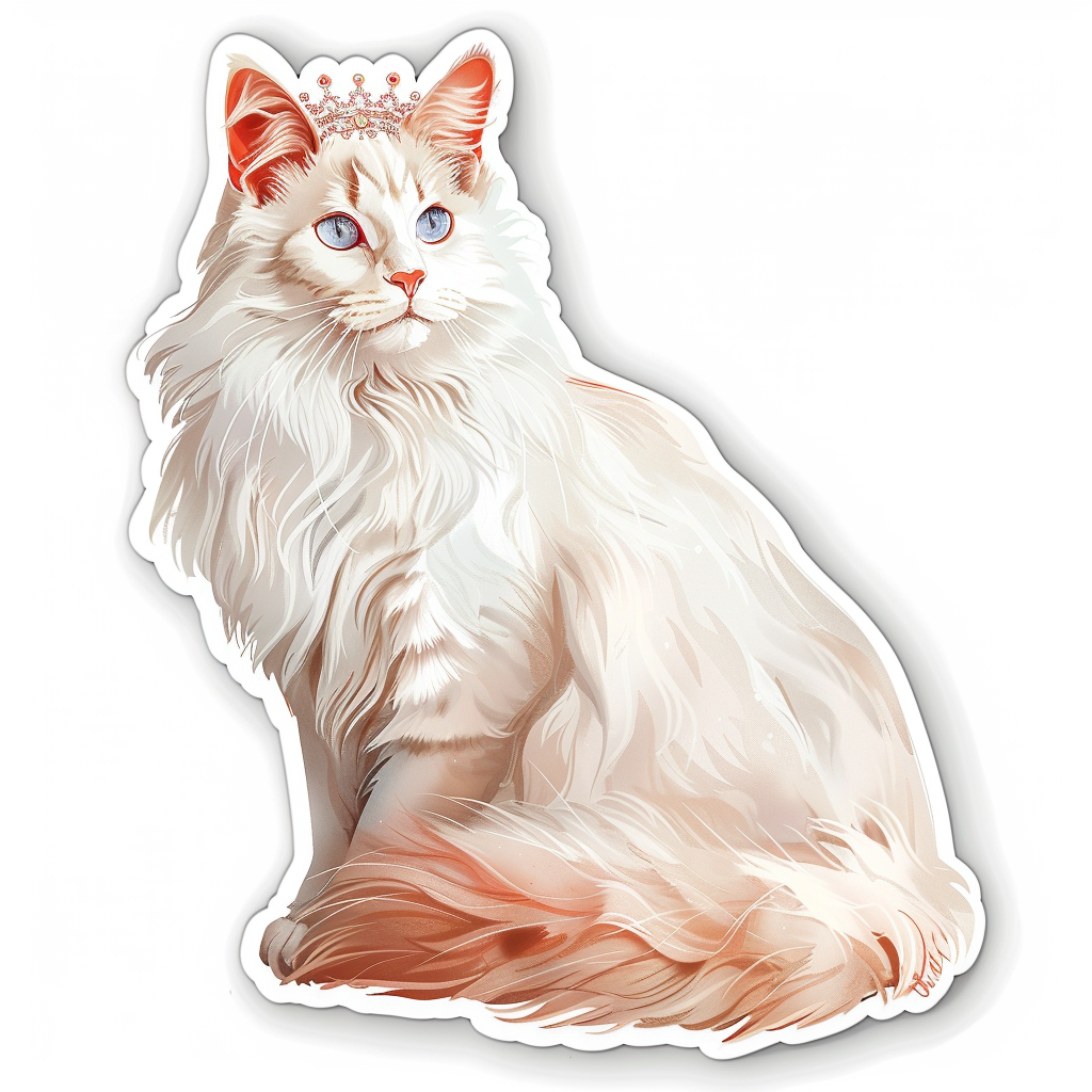 Adorable Turkish Angora Cat Vinyl Decal Sticker for Car, Laptop, Tumbler and more # F020849-4" x 4"